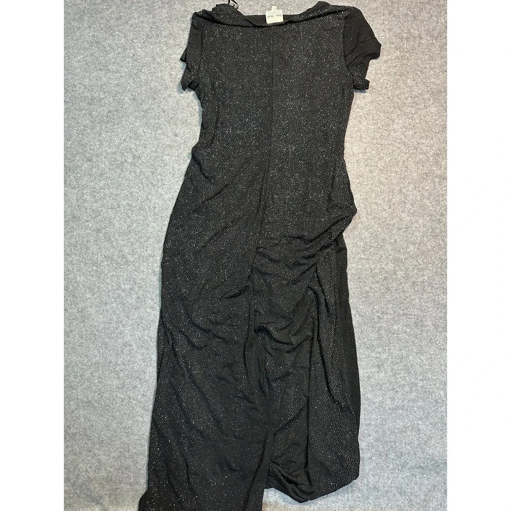 Delta Burke Collection Womens Black Silver Glitter‎ Maxi Dress Square Neck Large